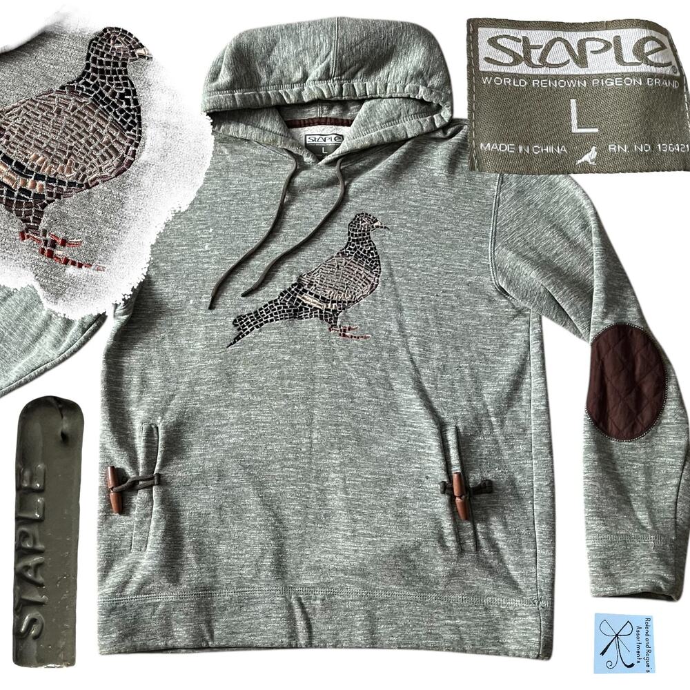Staple Mosaic Embroidered Pigeon Hoodie Men's Sz L